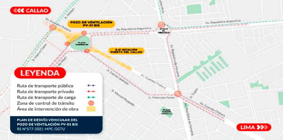 Cerrarán la Av. Guardia Chalaca en el Callao por obras de la línea 2 del metro